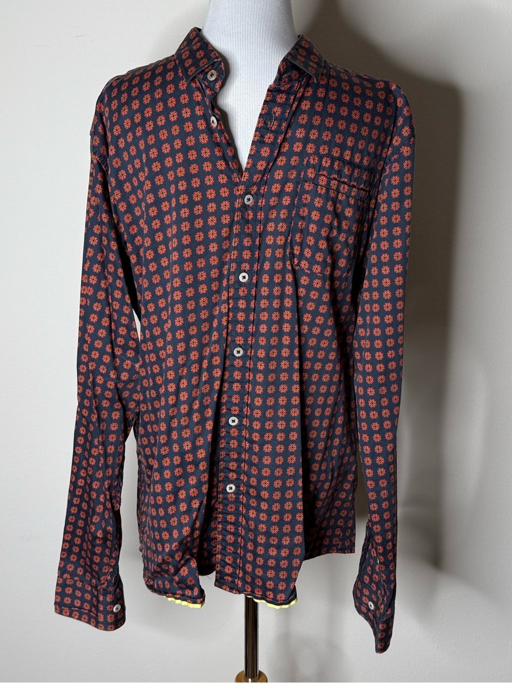 Descendant of Thieves Orange and Navy Print Button Down